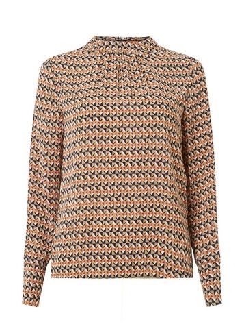 Dorothy Perkins Camel Rosie Geometric Print Long Sleeve Top