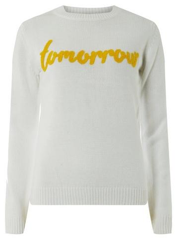 Dorothy Perkins White 'tomorrow' Slogan Jumper