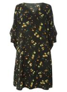Dorothy Perkins Dp Curve Black Floral Print Tuck Sleeve Skater Dress