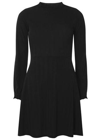 Dorothy Perkins Black Frill Neck Fit And Flare Dress