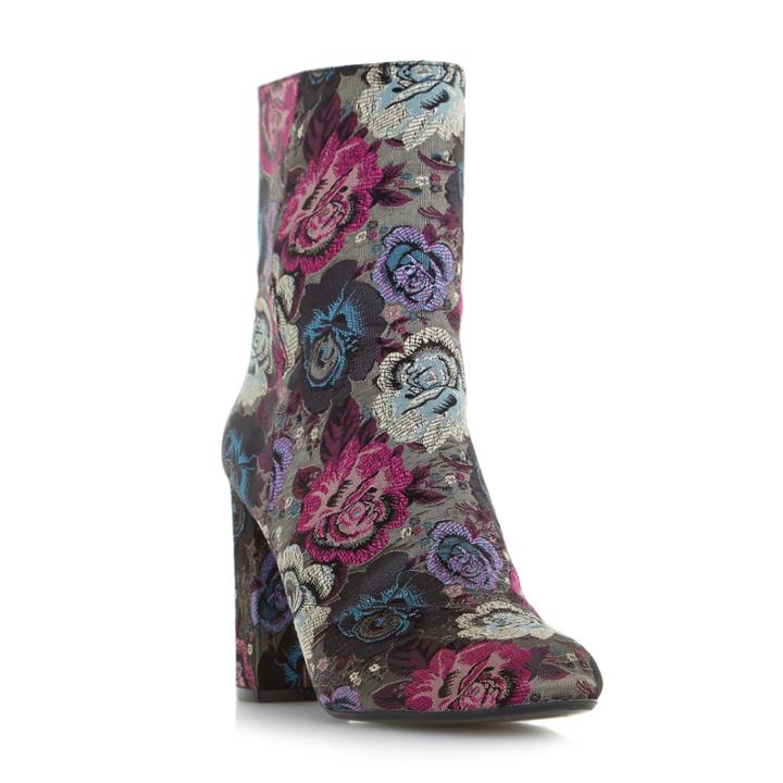 Dune London Oxford Tapestry Block Heel Ankle Boot