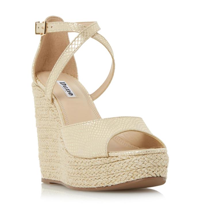 Dune London Krystal Cross Strap Espadrille Wedge Sandal