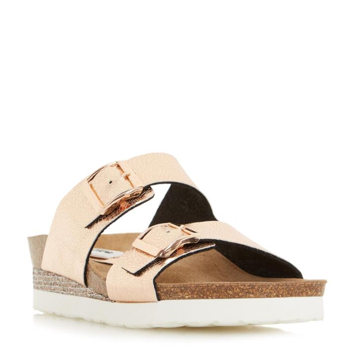 Dune London Lucki Double Buckle Wedge Footbed Sandal