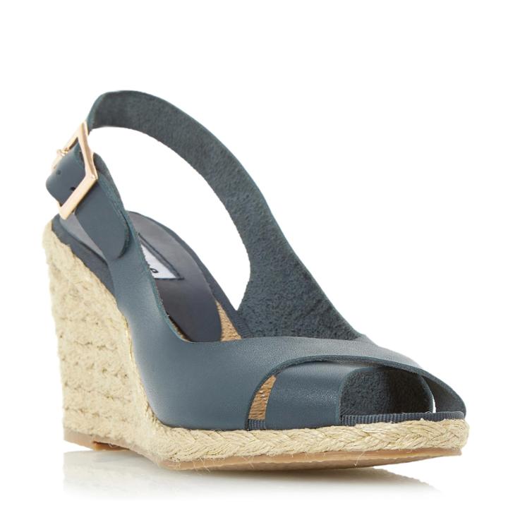 Dune London Kia Leather Cross Strap Wedge Sandal