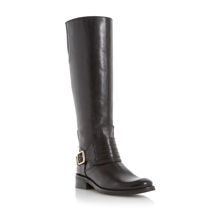 Dune London Una Buckle And Strap Detail Leather Riding Boot