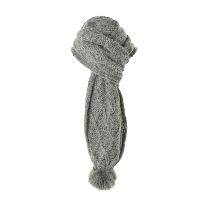 Dune London Larchie Knitted Pom Pom Trim Scarf