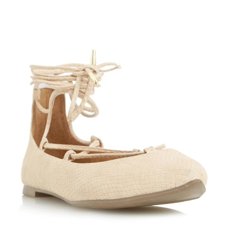 Head Over Heels By Dune Halvin Pointed Toe Ghillie Lace Up Flat Shoe