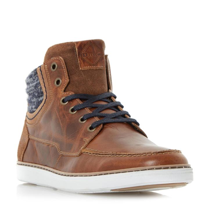 Dune London Scamp Fabric Collar High Top Trainer