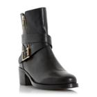 Dune London Rommie Side Zip And Buckle Detail Boot