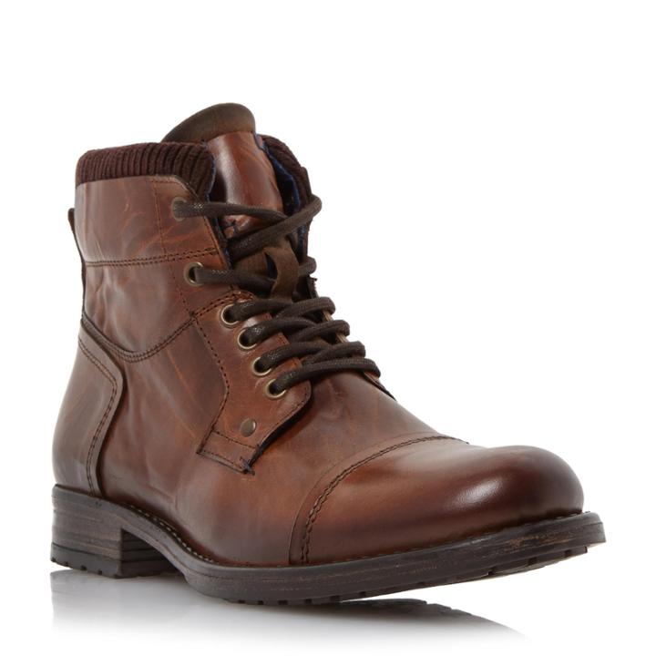 Dune London Calabash Padded Cuff Leather Lace Up Boot