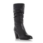 Dune London Rossy Slouchy Leather Pull On Calf Boot