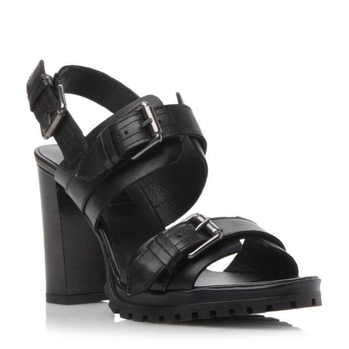 Dune Black Jaimie Buckle Detail Leather Sandal