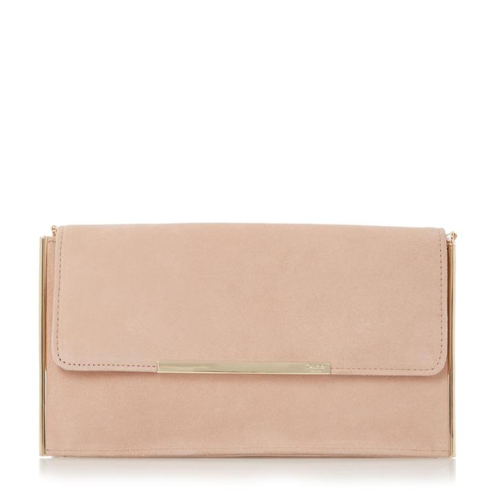 Dune London Blanka Hardware Detail Suede Clutch Bag
