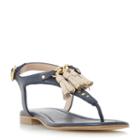 Dune London Laviniya Toe Post Tassel Trim Flat Sandal