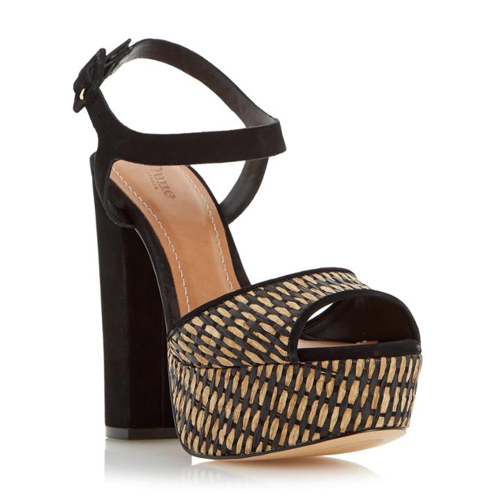 Dune London Inga Raffia Platform Block Heel Sandal