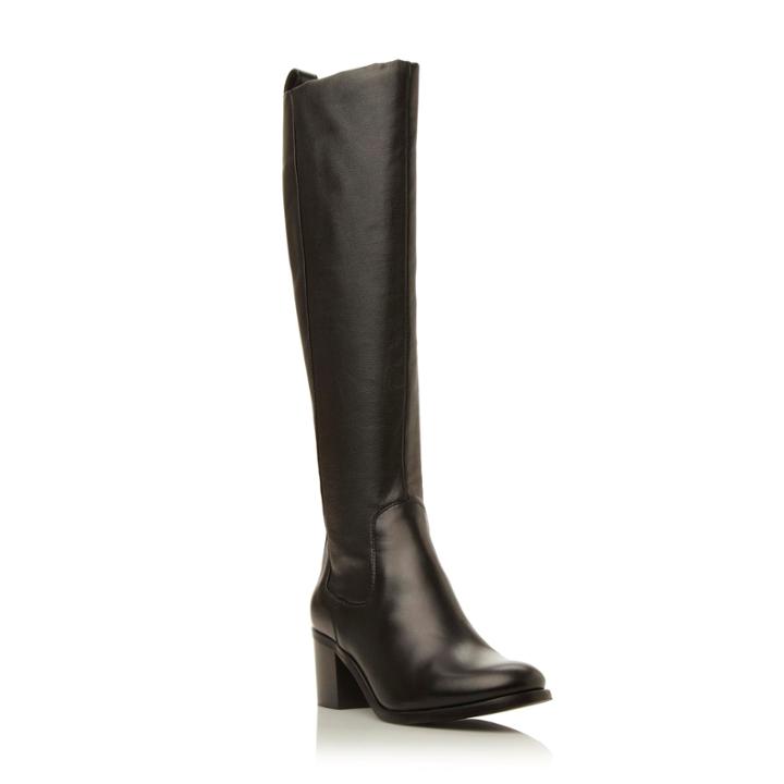 Dune Black Teyla Stretch Leather Knee High Boot