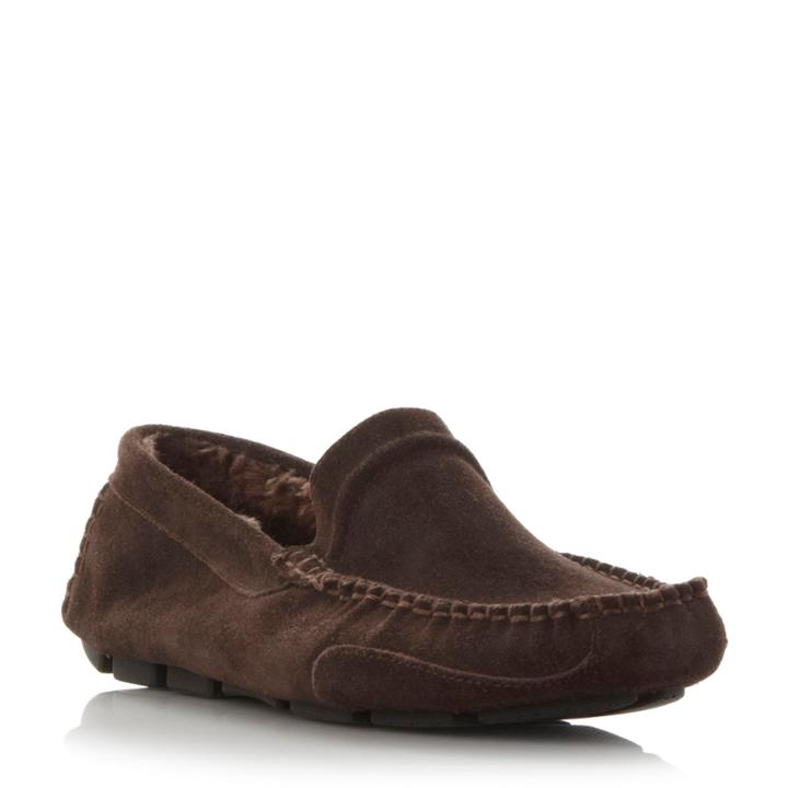 Dune London Freddie Faux Fur-lined Suede Driver Slipper