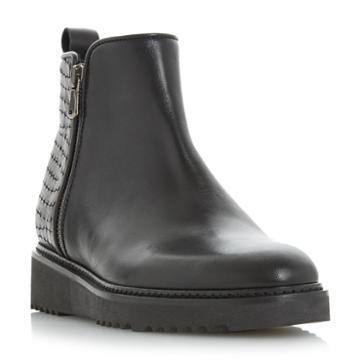 Dune Black Parra Flatform Zip Detail Ankle Boot