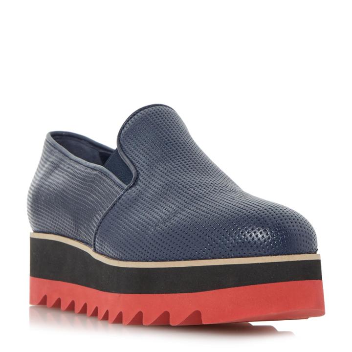 Dune Black Gloss Shark Sole Flatform Slip On Shoe