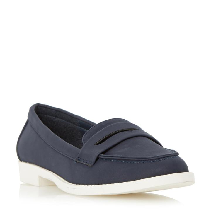 Head Over Heels By Dune Golette White Sole Flat Penny Loafer Shoe