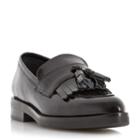 Dune Black Ginnie Pointed Toe Leather Tassel Loafer