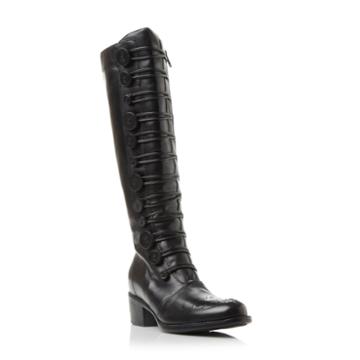 Dune London Pixie D Button Detail Leather Knee High Boot