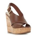 Dune Black Karta Cross Strap Cork Effect Wedge Sandal