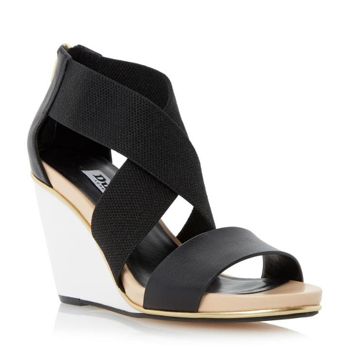 Dune London Kaye Crossover Strap Leather Wedge Sandal