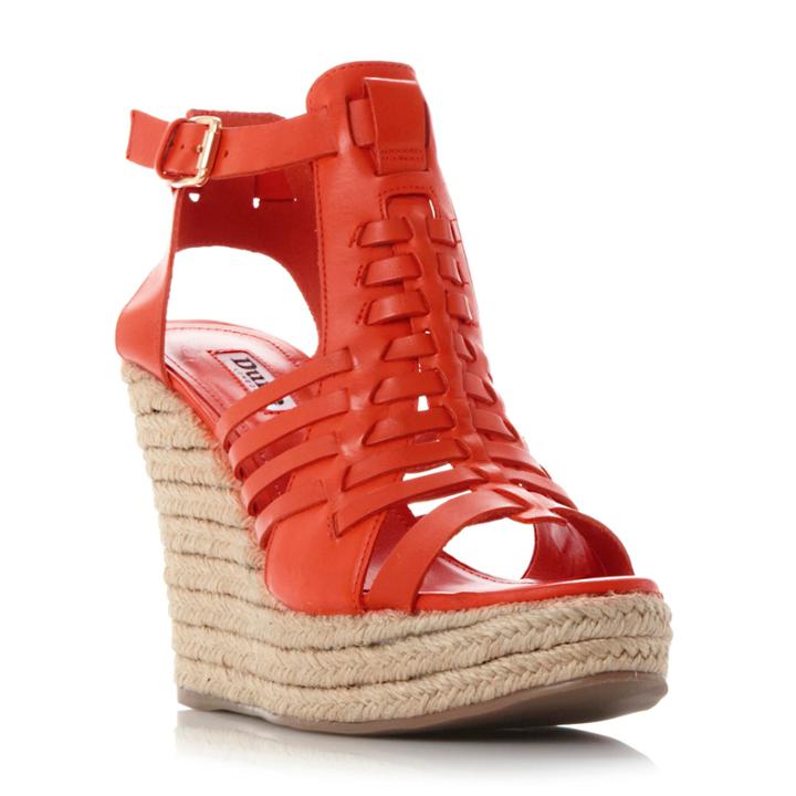 Dune London Karnival Leather Huarache Wedge Sandal