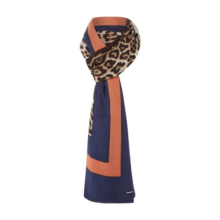 Dune London Lordie Leopard Print Coloured Border Scarf