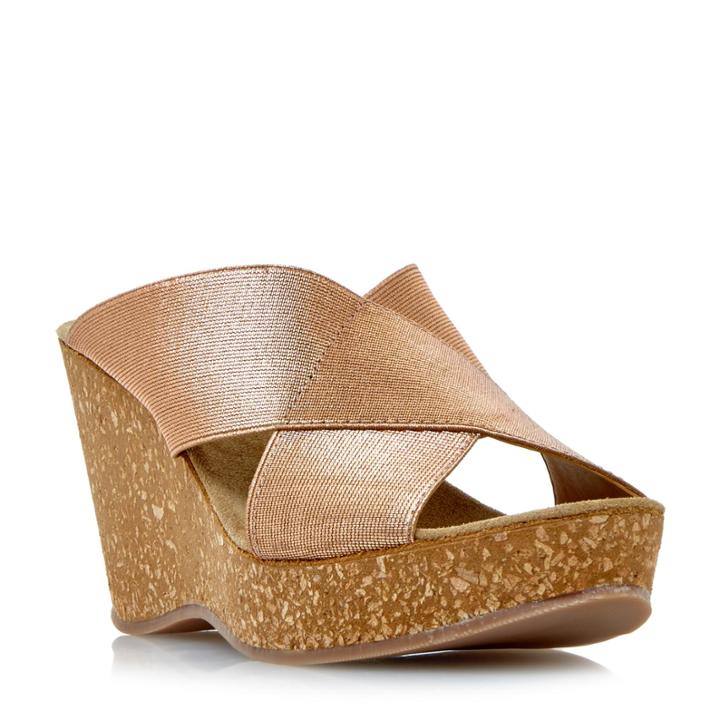 Dune London Kendle Elasticated Crossover Strap Wedge Sandal