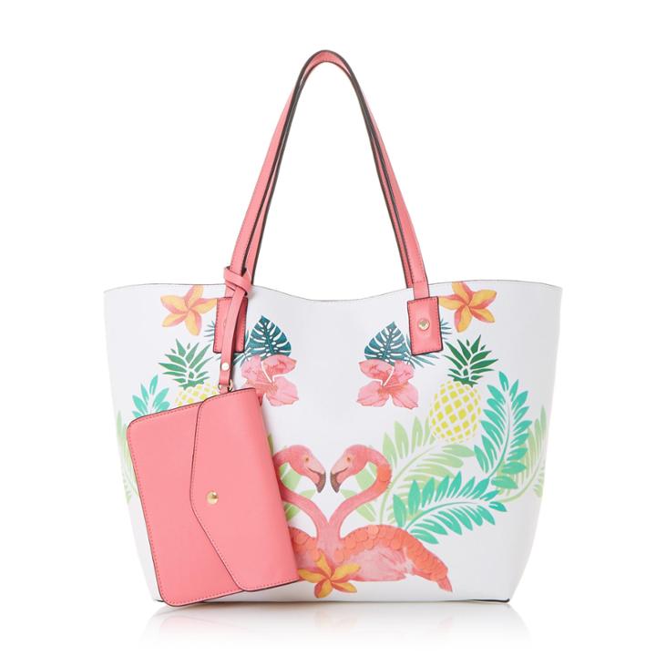 Dune London Dellilah Flamingo Shopper Tote Bag