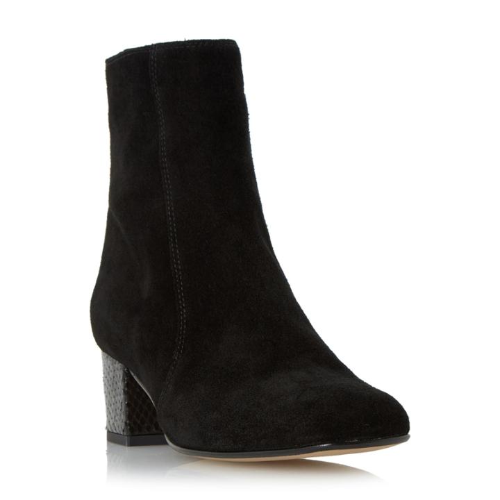 Dune Black Orro Square Toe Suede Ankle Boot