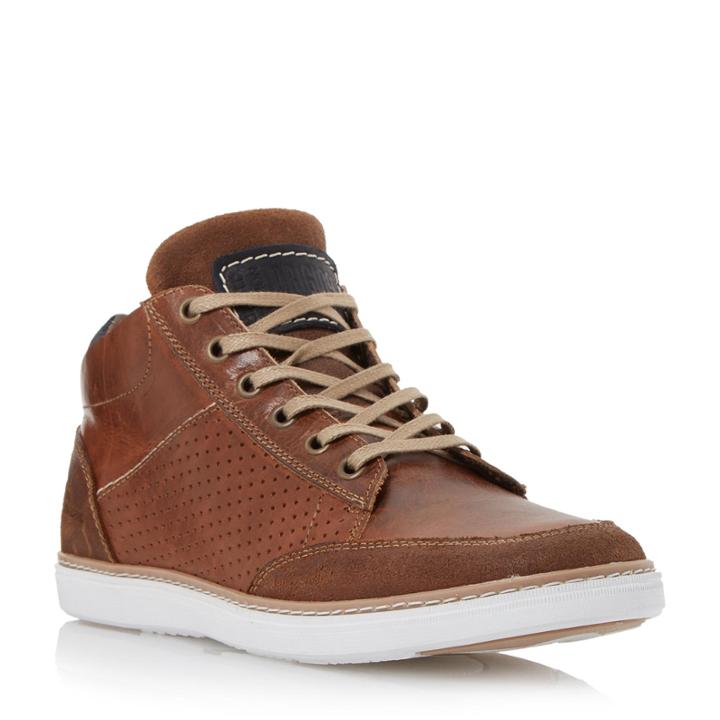 Dune London Squizz Leather Perforated Side Trainer