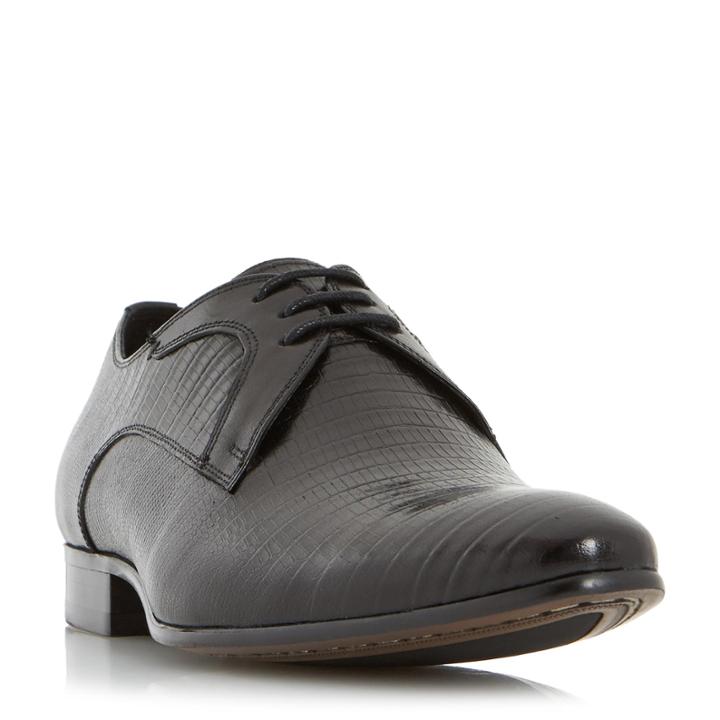 Dune London Raptor Reptile Embossed Pointed Toe Lace Up Shoe