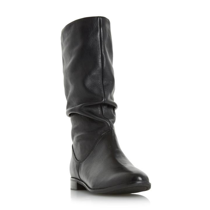 Dune London Rosalind Slip On Ruched Calf Boot