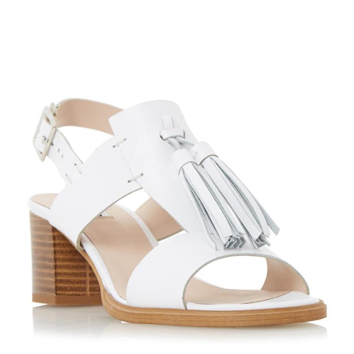 Dune London Ingrid Oversized Tassel Trim Block Heel Sandal