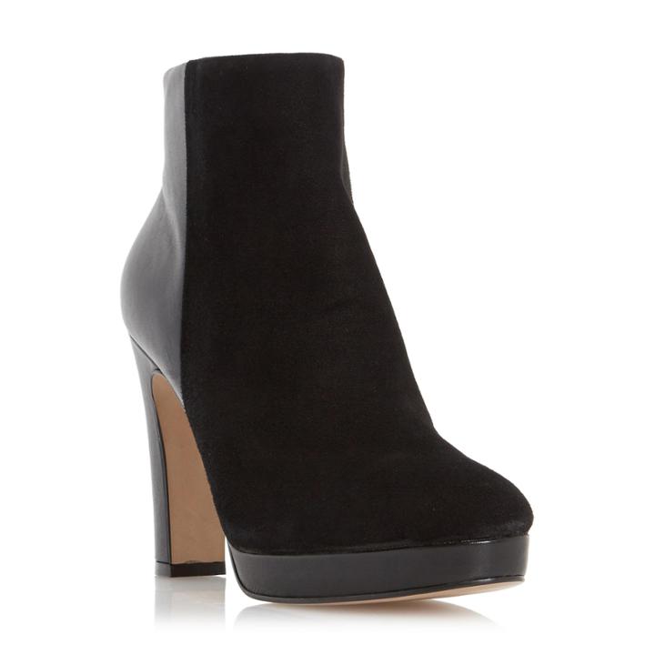 Dune London Olympe Leather & Suede Mix Material Heeled Ankle Boot