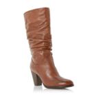 Dune London Raddle Slouchy Leather Pull On Heeled Calf Boot