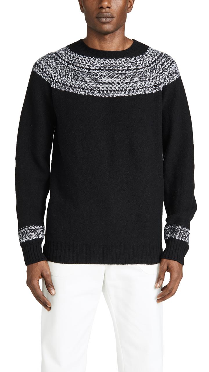 Officine Generale Seamless Reverse Fair Isle Crew Neck Sweater