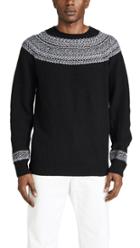 Officine Generale Seamless Reverse Fair Isle Crew Neck Sweater