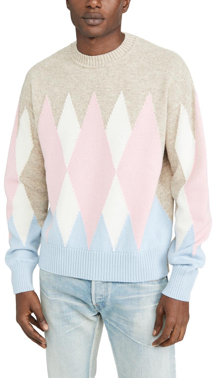 Ami Argyle Crew Neck Sweater