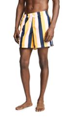 Bather Pink Yellow Stripe Swim Trunks