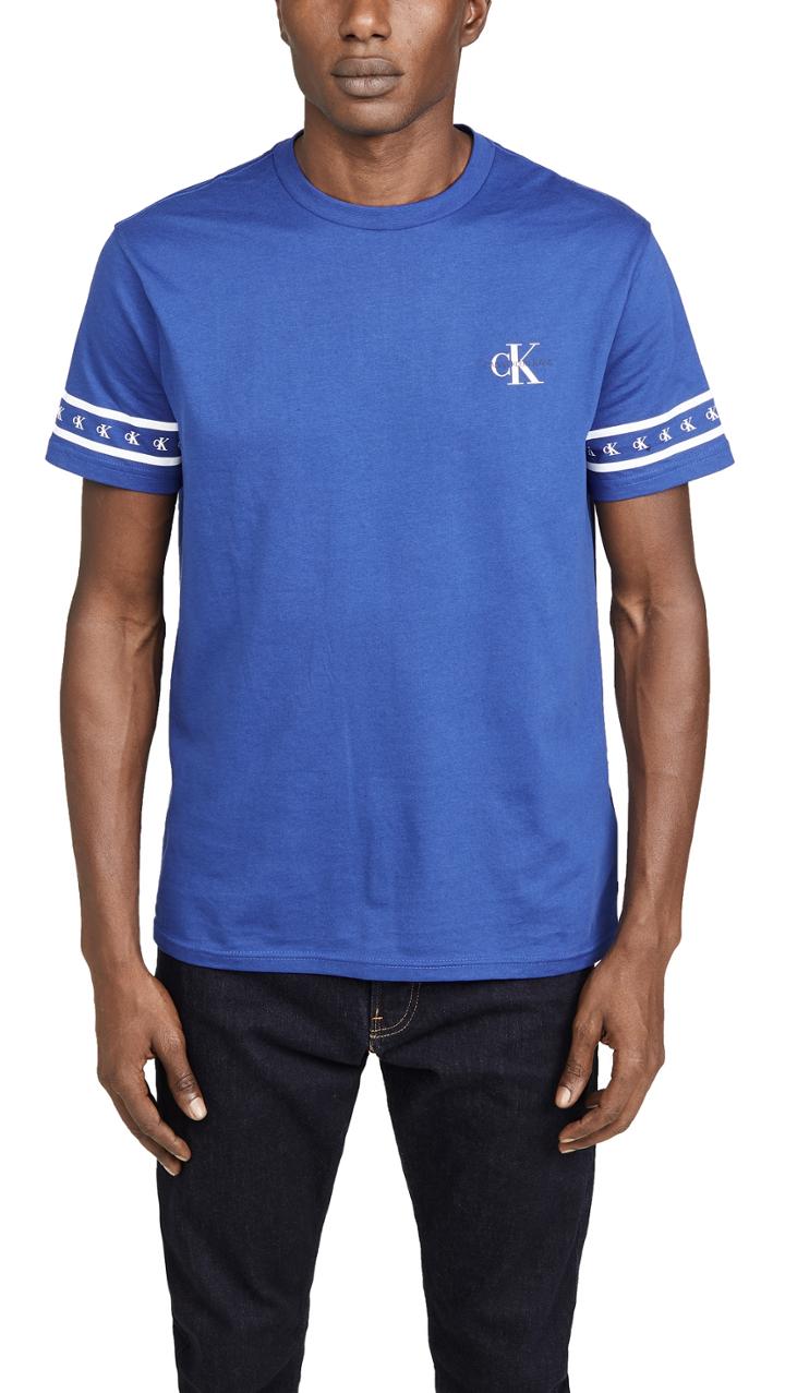 Calvin Klein Jeans Short Sleeve Monogram Sleeve Print Crew Neck Tee