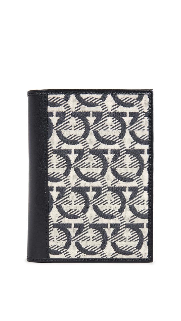 Salvatore Ferragamo Gancini Jacquard Passport Wallet
