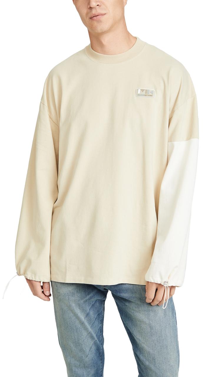 Maison Kitsune Long Sleeve Color Block Oversized T Shirt