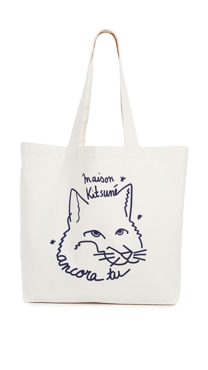 Maison Kitsune Ancora Fox Head Classic Tote