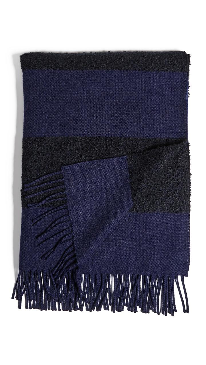 Begg Co Boucle Furrow Striped Blanket Scarf