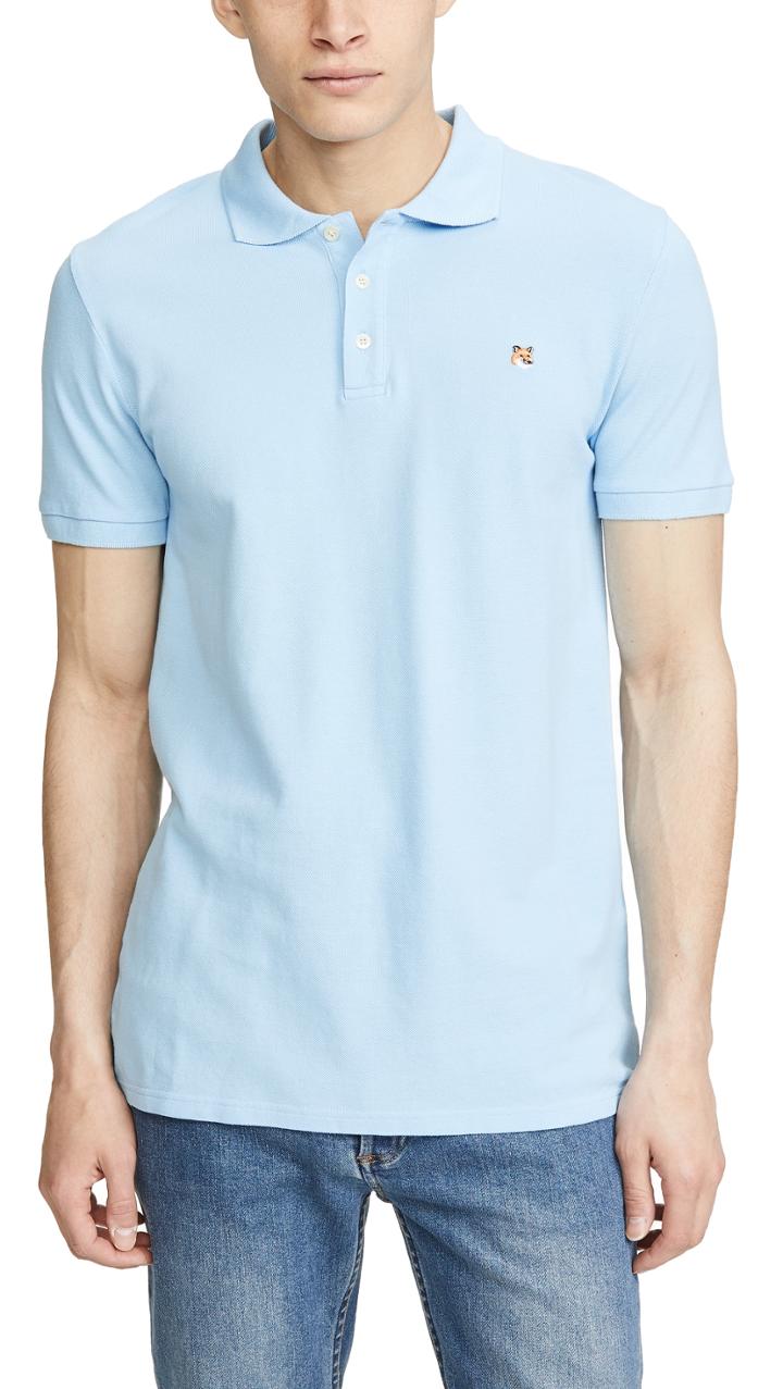 Maison Kitsune Fox Head Embroidery Polo Shirt