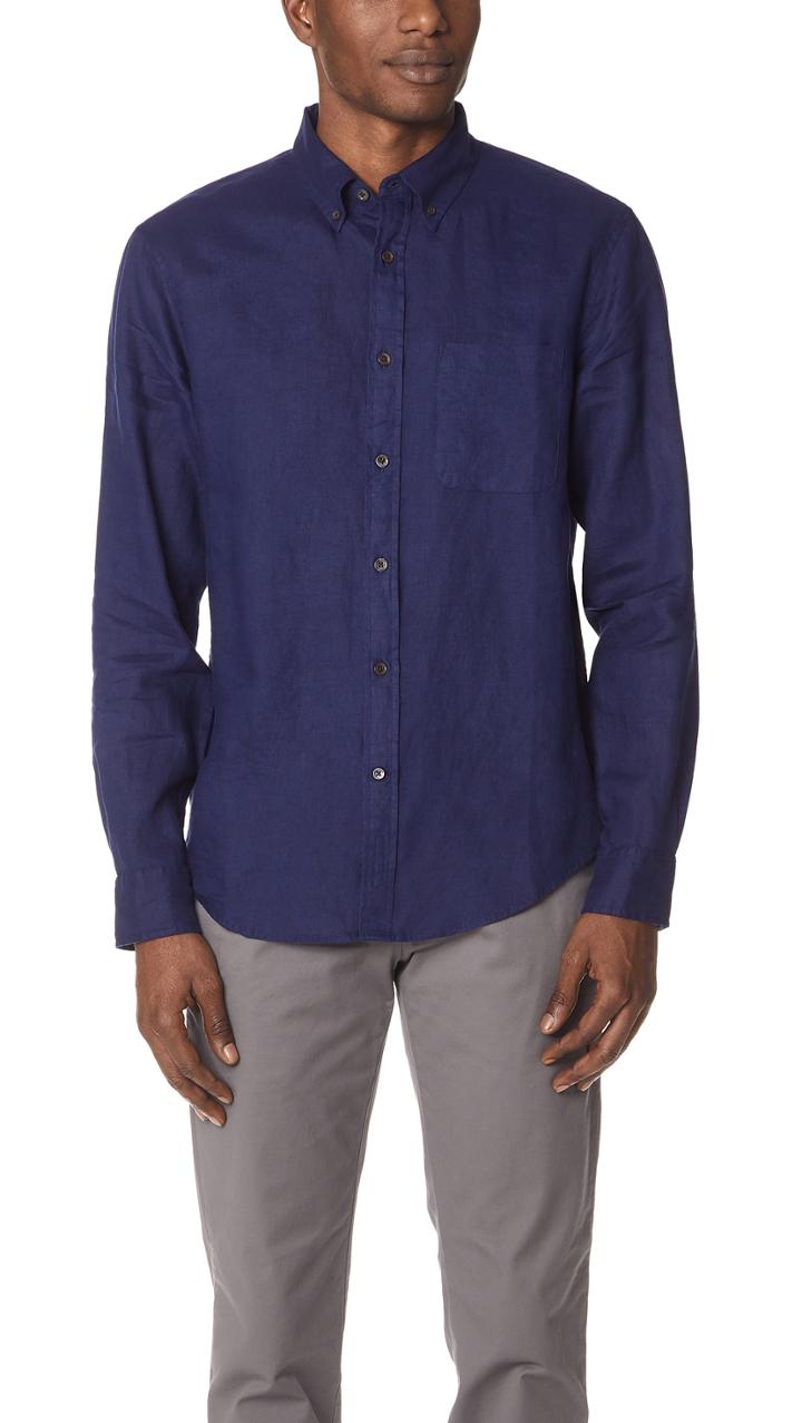 Club Monaco Button Down Linen Shirt